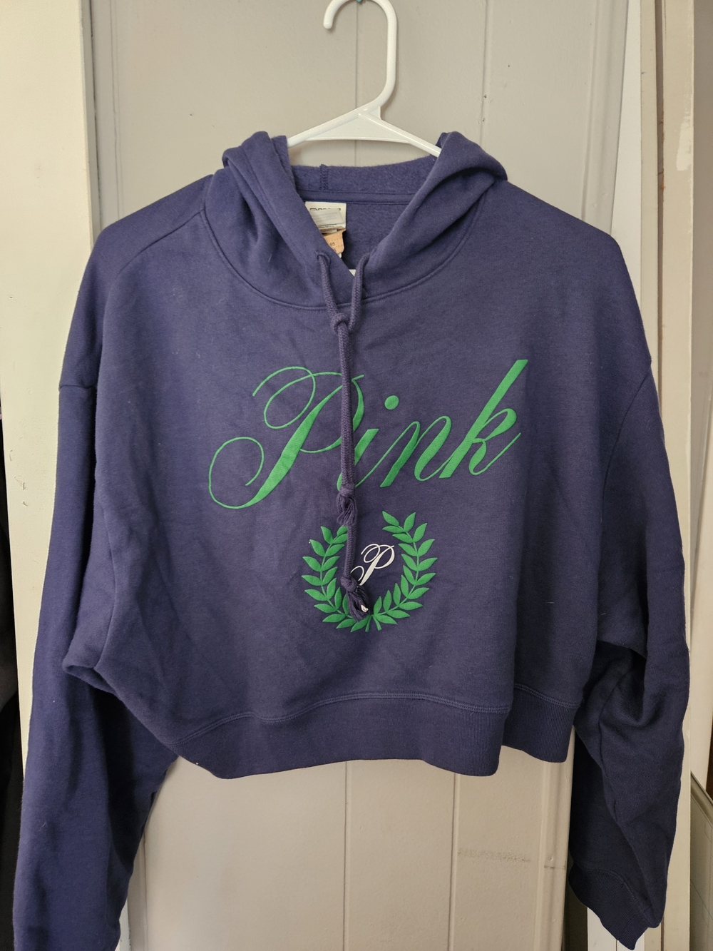 PINK Victoria's Secret Purple Hoodie with Green Script